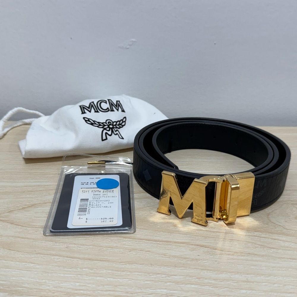 MCM Black Belt with Gold Buckle